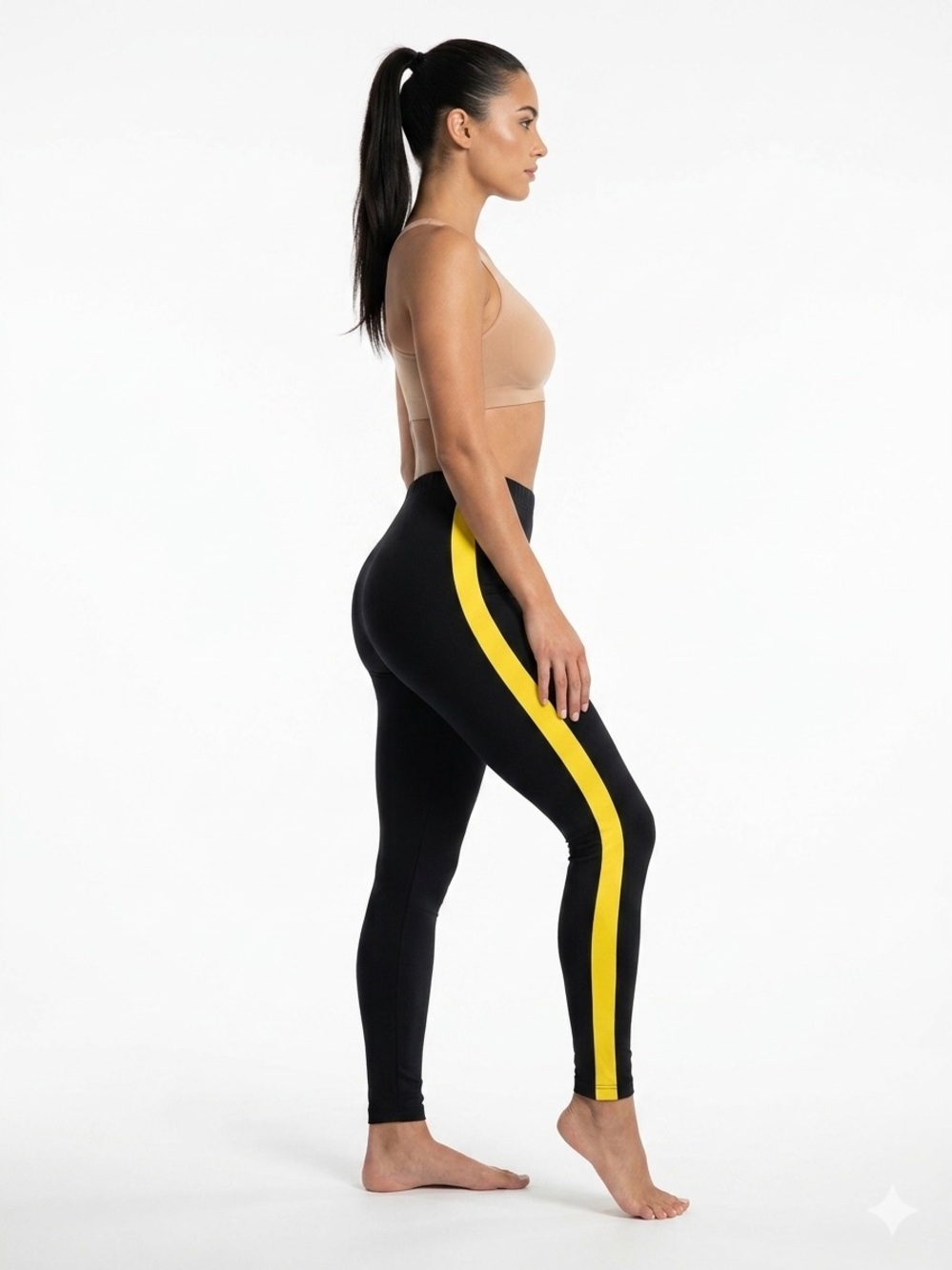The Limited Black Leggings Yellow Tuxedo/Racing Stripe M Medium EUC DDR $30